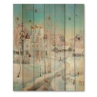 Designart - Country Road In Winter Landscape With Temple