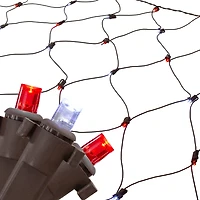 4' x 6' Red and White Micro LED Net Style Christmas Lights  Brown Wire