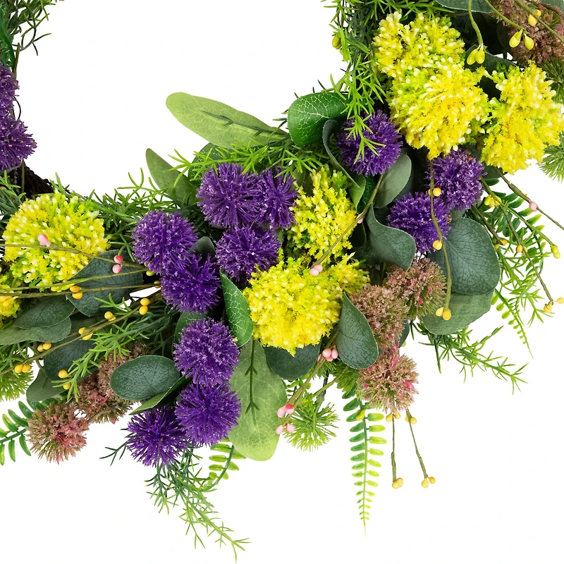 22" Mixed Foliage & Thistle Spring Wreath