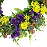 22" Mixed Foliage & Thistle Spring Wreath
