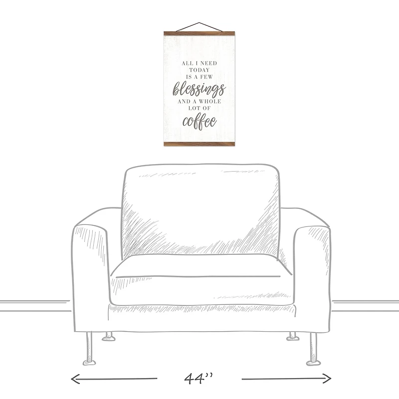 A Few Blessings and A Lot of Coffee Teak Hanging Canvas
