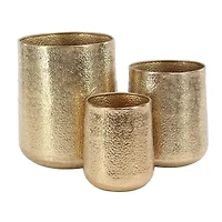 Set of 3 Gold Aluminum Glam Planter, 12", 16", 20"