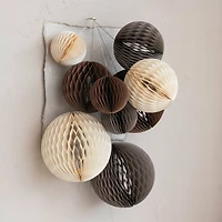 Hello Honey® Round Paper Honeycomb Ornaments with Gold Glitter Set