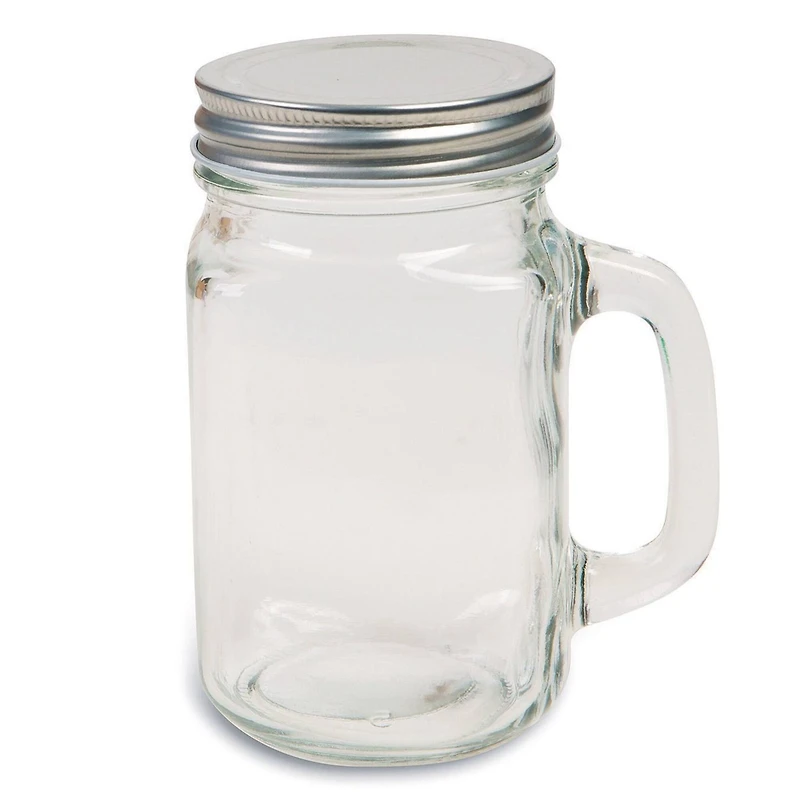 Glass Mason Jar With Handle & Lid, 16oz., 12ct.