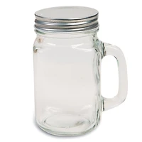 Glass Mason Jar With Handle & Lid, 16oz., 12ct.