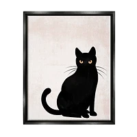 Stupell Industries Halloween Black Cat Silhouette Framed Floater Canvas Wall Art