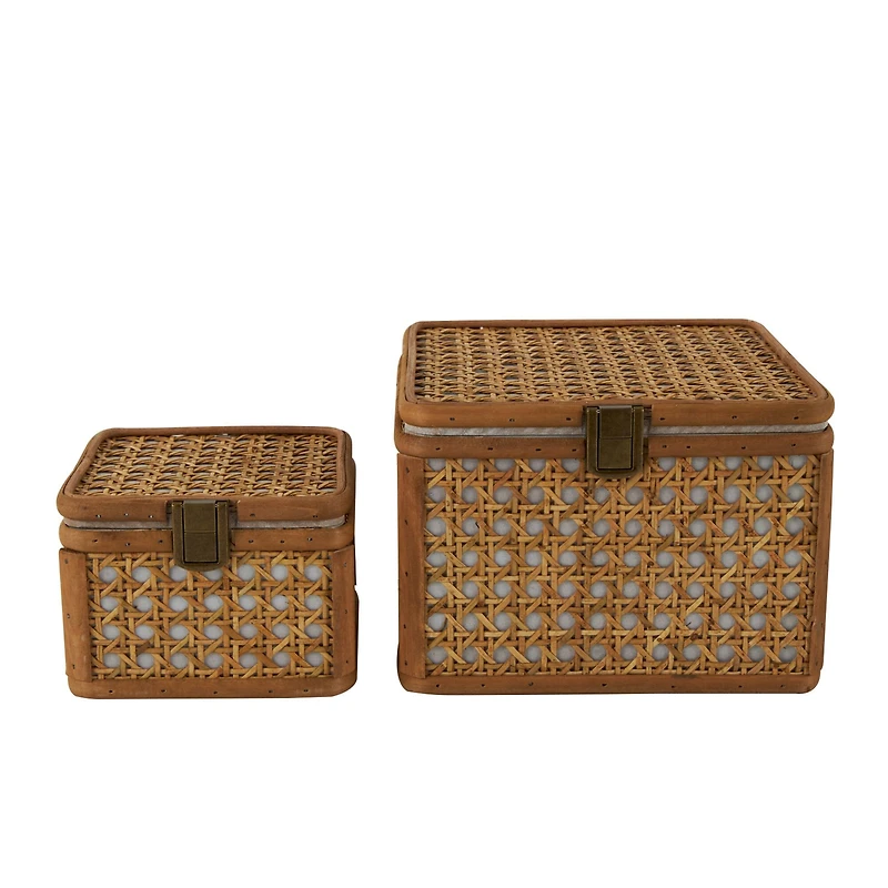 Brown Handmade Woven Rattan Box Set