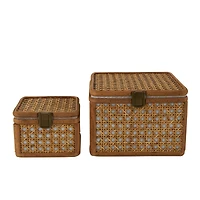 Brown Handmade Woven Rattan Box Set