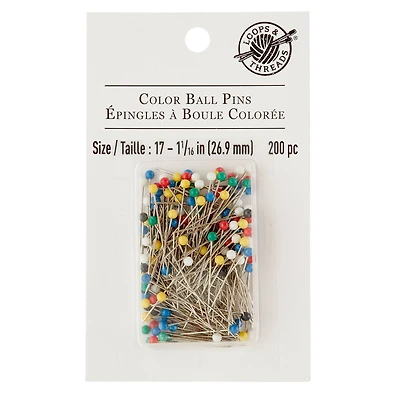12 Packs: 200 ct. (2,400 total) Multicolor Ball Point Pins by Loops & Threads™