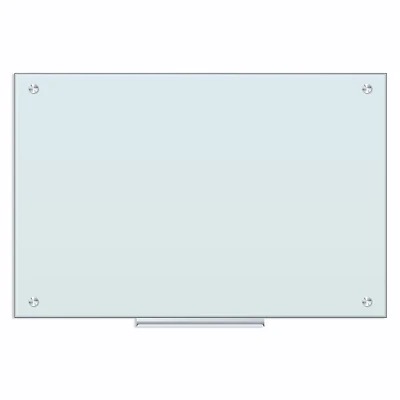 U Brands White 36" x 24" Frosted Frameless Magnetic Glass Dry Erase Board
