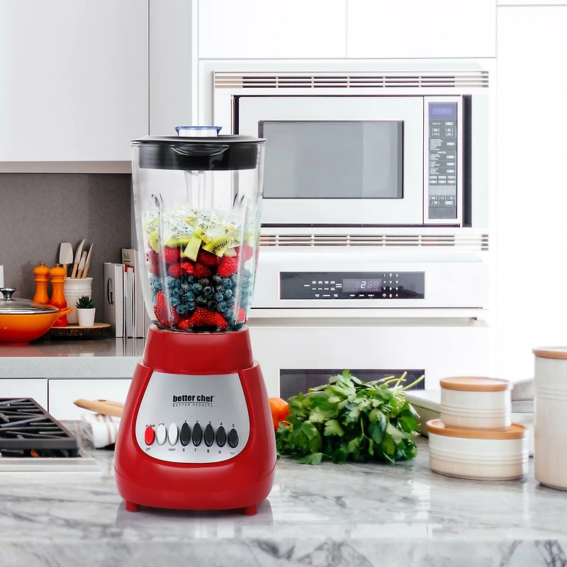 Better Chef Red 42oz. 10-Speed 350-Watt Glass Jar Blender