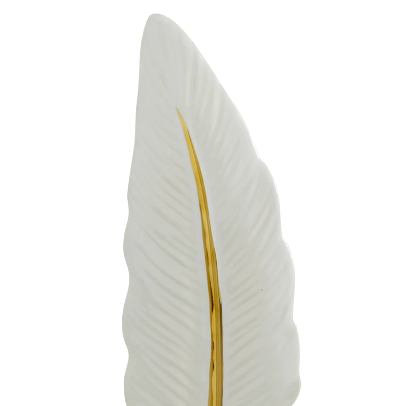 CosmoLiving by Cosmopolitan Gold Porcelain Glam Feather Sculpture Set