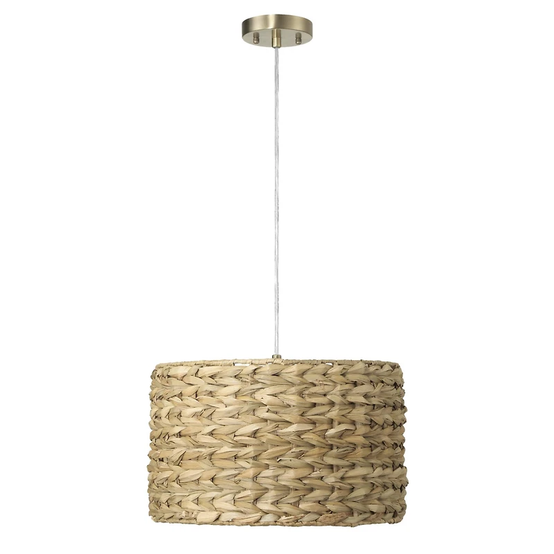 Hello Honey® Bella Natural Metal & Handwoven Wicker Drum Ceiling Light