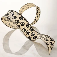 1.5" x 3yd. Wired Natural Paw Print Ribbon by Celebrate It™ Classic