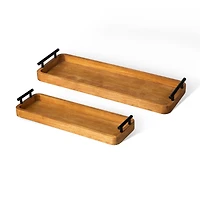 Glitzhome® Rectangle Acacia Wood Trays Set