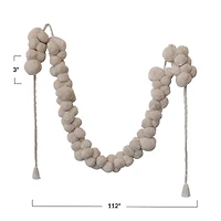 Hello Honey® 8ft. Cream Fabric Pom Pom Swag with Metallic Gold Thread