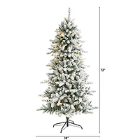 6ft. Pre-Lit Flocked Livingston Fir Artificial Christmas Tree with Pinecones, Clear LED Lights