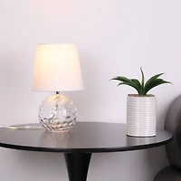 13" Glass Sphere Table Lamp with White Fabric Shade by Ashland