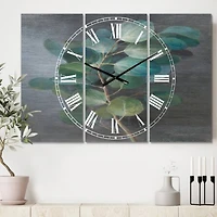 Designart Fresh Leaves 3 Panel Farmhouse Wall Clock