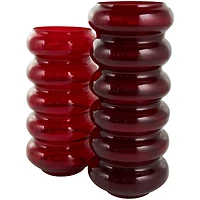 Red Glass Bubble Vase Set