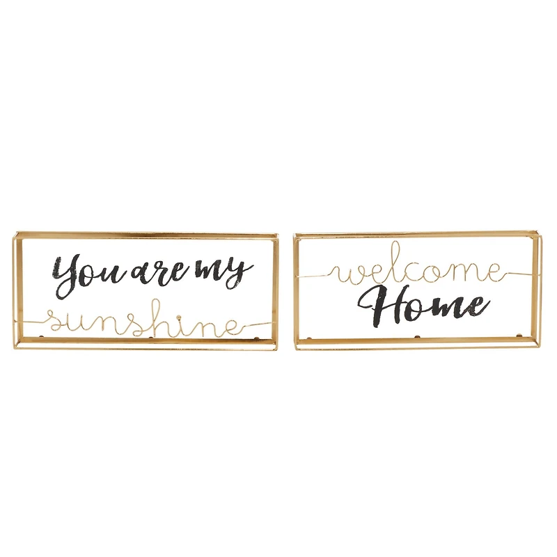 Gold Metal Contemporary Wall Sign Set