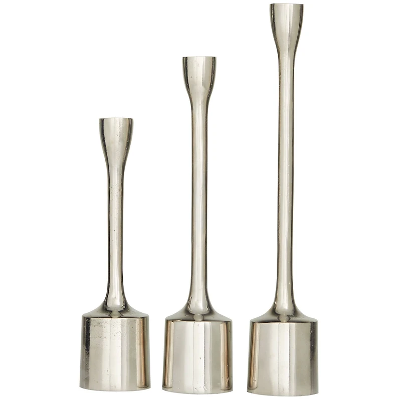 CosmoLiving by Cosmopolitan Silver Aluminum Tapered Candle Holder Set