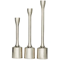 CosmoLiving by Cosmopolitan Silver Aluminum Tapered Candle Holder Set
