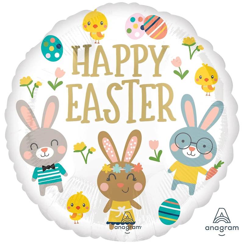 18" Happy Easter Garden Party Foil Balloon