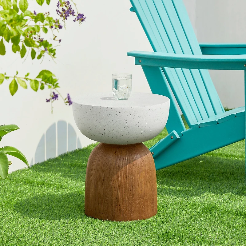 Glitzhome® 17.75" Geometric Faux Terrazzo & Wood Texture Garden Stool