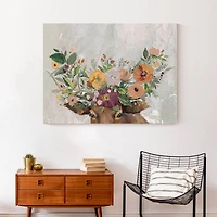 Steer with Flowers 40" x 30" Canvas Wall Art