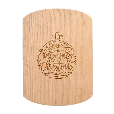 Holly Jolly Christmas Script 11" x 8" Redwood Oval Cutting Board