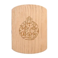 Holly Jolly Christmas Script 11" x 8" Redwood Oval Cutting Board