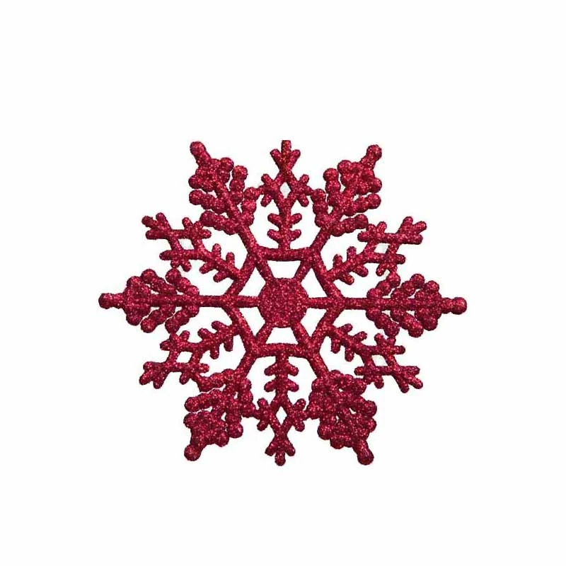 24ct. 4" Berry Red Glitter Snowflake Christmas Ornaments