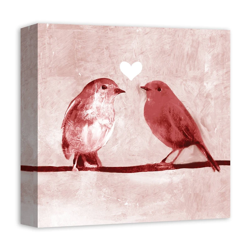 Pink Love Birds 12" x 12" Canvas Wall Art
