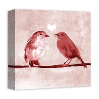 Pink Love Birds 12" x 12" Canvas Wall Art
