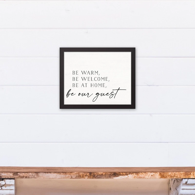 Be Warm Be Welcome Black Framed Canvas