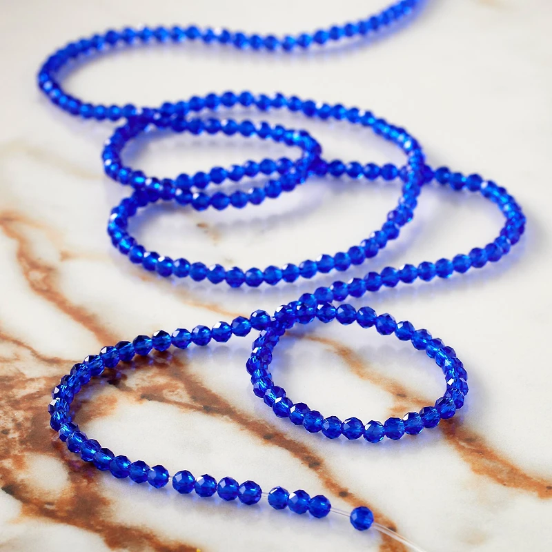 Blue Faceted Glass Round Beads, 2.8mm by Bead Landing™
