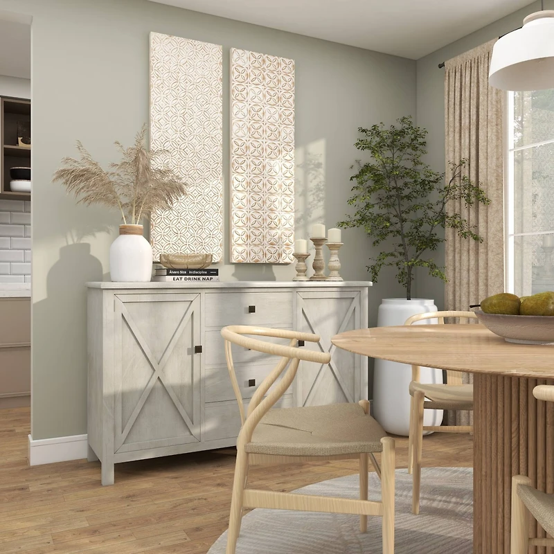 11" White Ceramic Vase with Wrapped Rattan Detailing