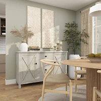 11" White Ceramic Vase with Wrapped Rattan Detailing