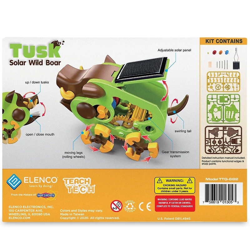 Teach Tech Tusk Solar Wild Boar Robot Crawler Building Set