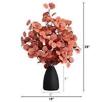 29" Artificial Coral Eucalyptus Arrangement in Black Vase