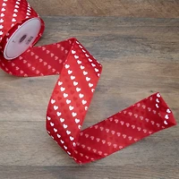 2.5" x 10yd. Diagonal Hearts Valentine's Day Wired Craft Ribbon