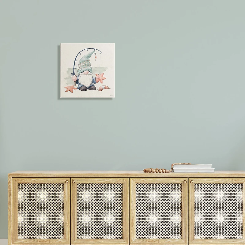 Stupell Industries Summer Fisherman Gnome Holding Starfish Canvas Wall Art