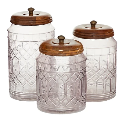 Clear Glass Farmhouse Decorative Jars, 3ct.