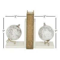 White Stone Contemporary Globe Bookends Set