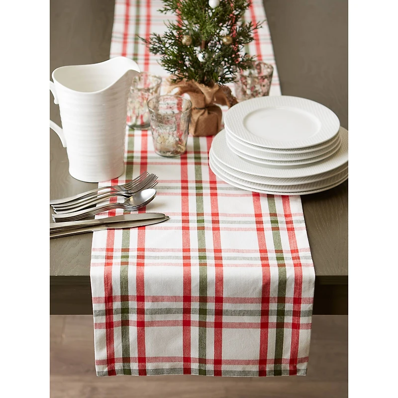 DII® 108" Jolly Tree Collection Nutcracker Plaid Table Runner
