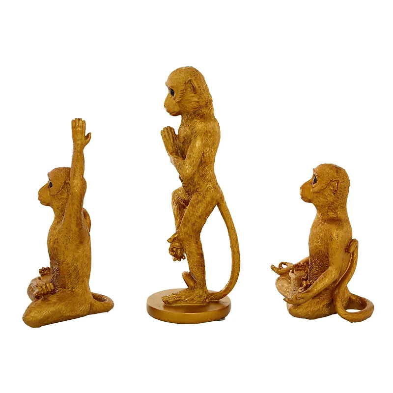 Gold Eclectic Monkey Sculpture Set