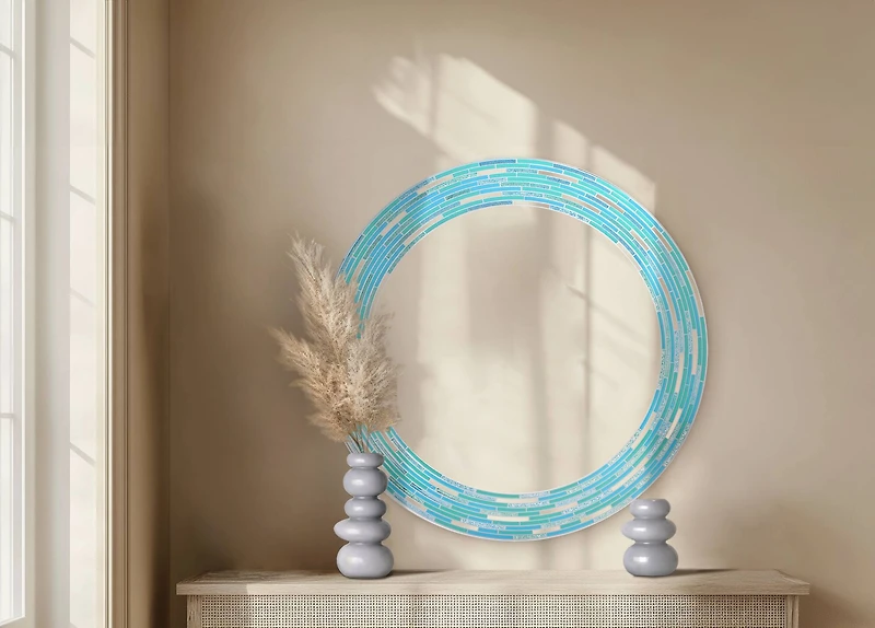 Head West Sea Glass 2 Tile Framed Round Wall Vanity Mirror - 30" x 30"