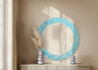 Head West Sea Glass 2 Tile Framed Round Wall Vanity Mirror - 30" x 30"