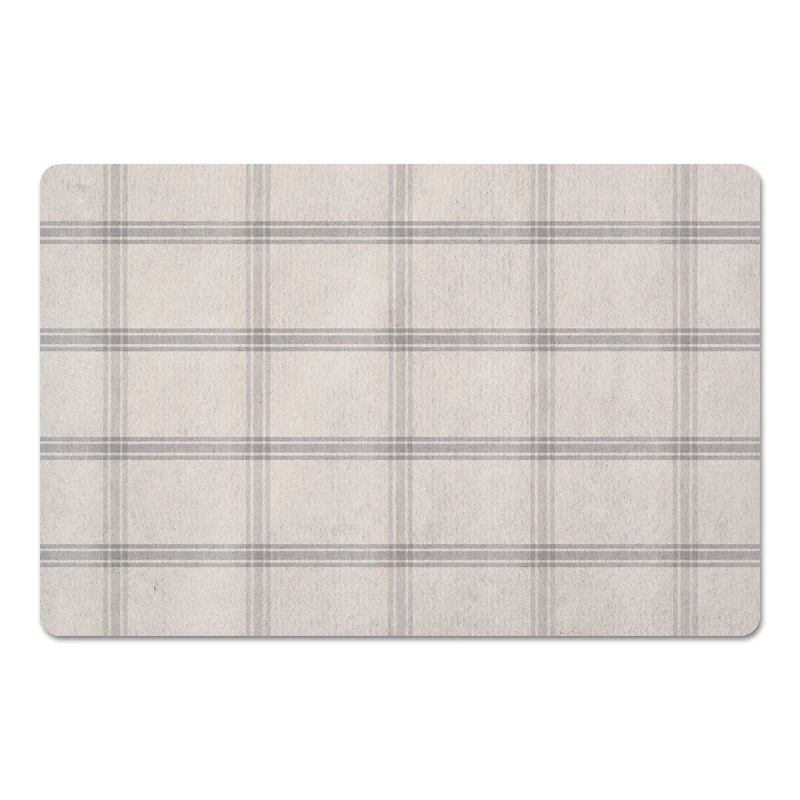 Neutral Plaid Floor Mat